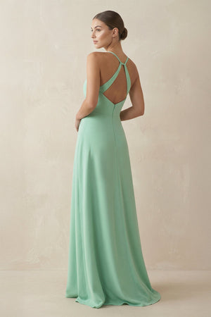 A - Line Chiffon Long Bridesmaid Dress With Slit - SHE IS ME Bridesmaid Dresses