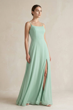 A - Line Chiffon Spaghetti Strap Bridesmaid Dress - SHE IS ME Bridesmaid Dresses