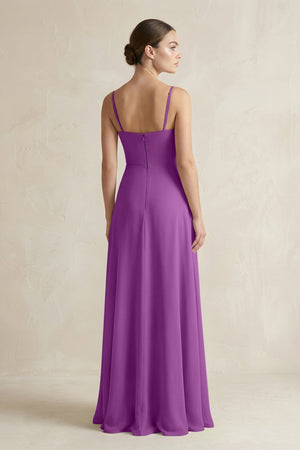 A - Line Chiffon Spaghetti Strap Bridesmaid Dress in Amethyst - SHE IS ME Bridesmaid Dresses