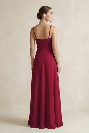 A - Line Chiffon Spaghetti Strap Bridesmaid Dress in Berry - SHE IS ME Bridesmaid Dresses