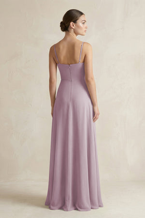 A - Line Chiffon Spaghetti Strap Bridesmaid Dress in Dusk - SHE IS ME Bridesmaid Dresses