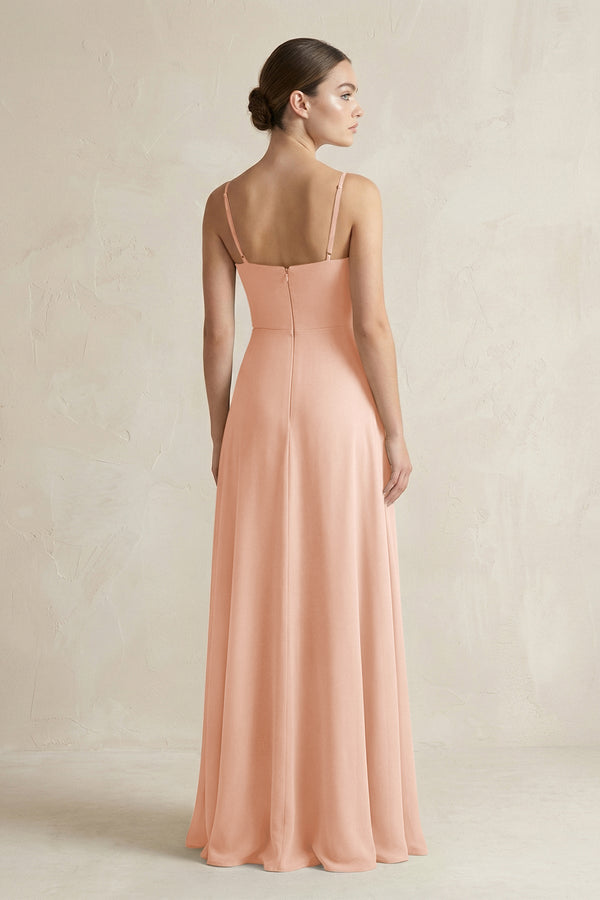 A - Line Chiffon Spaghetti Strap Bridesmaid Dress in English Rose - SHE IS ME Bridesmaid Dresses