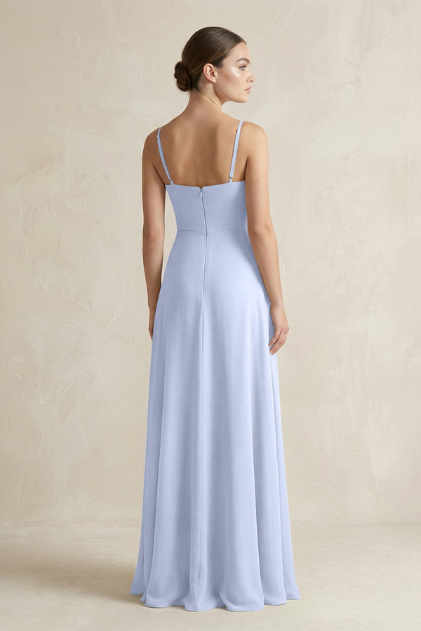 A - Line Chiffon Spaghetti Strap Bridesmaid Dress in Ice - SHE IS ME Bridesmaid Dresses