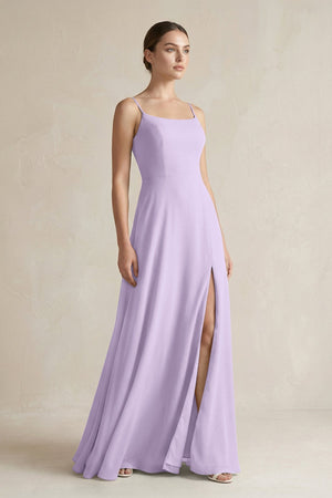 A - Line Chiffon Spaghetti Strap Bridesmaid Dress in Lavender - SHE IS ME Bridesmaid Dresses