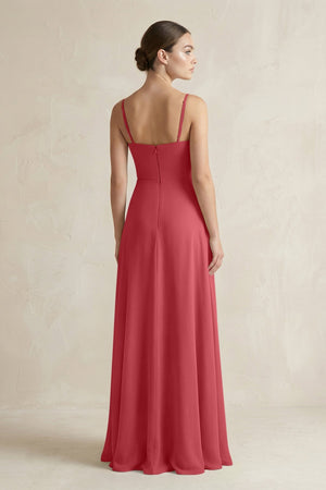 A - Line Chiffon Spaghetti Strap Bridesmaid Dress in Merlot - SHE IS ME Bridesmaid Dresses