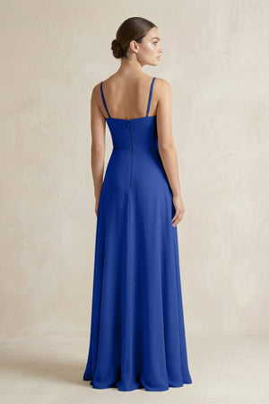 A - Line Chiffon Spaghetti Strap Bridesmaid Dress in Royal Blue - SHE IS ME Bridesmaid Dresses
