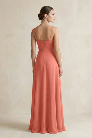 A - Line Chiffon Spaghetti Strap Bridesmaid Dress in Wild Rose - SHE IS ME Bridesmaid Dresses