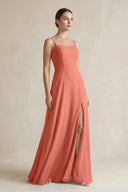 A - Line Chiffon Spaghetti Strap Bridesmaid Dress in Wild Rose - SHE IS ME Bridesmaid Dresses