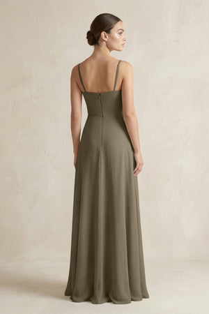 A - Line Chiffon Spaghetti Strap Bridesmaid Dress in Willow Green - SHE IS ME Bridesmaid Dresses