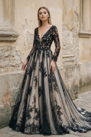 A Line Long Sleeves Lace Wedding Dress - SHE IS ME Wedding Dresses