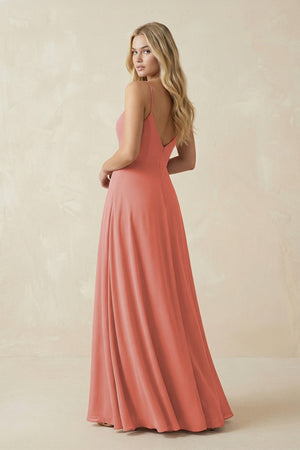 Cami Strap A-Line Chiffon Bridesmaid Dress with Slit in Mulberry - SHE IS ME BRIDESMAID DRESSES