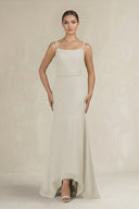 Cami Strap Mermaid Ruffled Chiffon Bridesmaid Dress in Dove Gray - SHE IS ME Bridesmaid Dresses