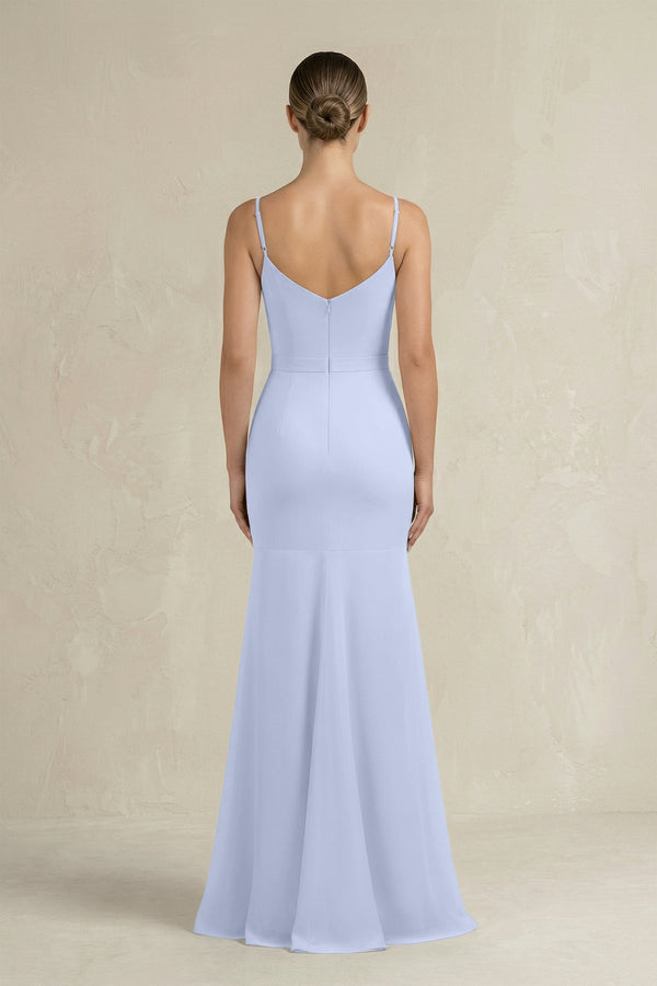 Cami Strap Mermaid Ruffled Chiffon Bridesmaid Dress in Ice - SHE IS ME Bridesmaid Dresses
