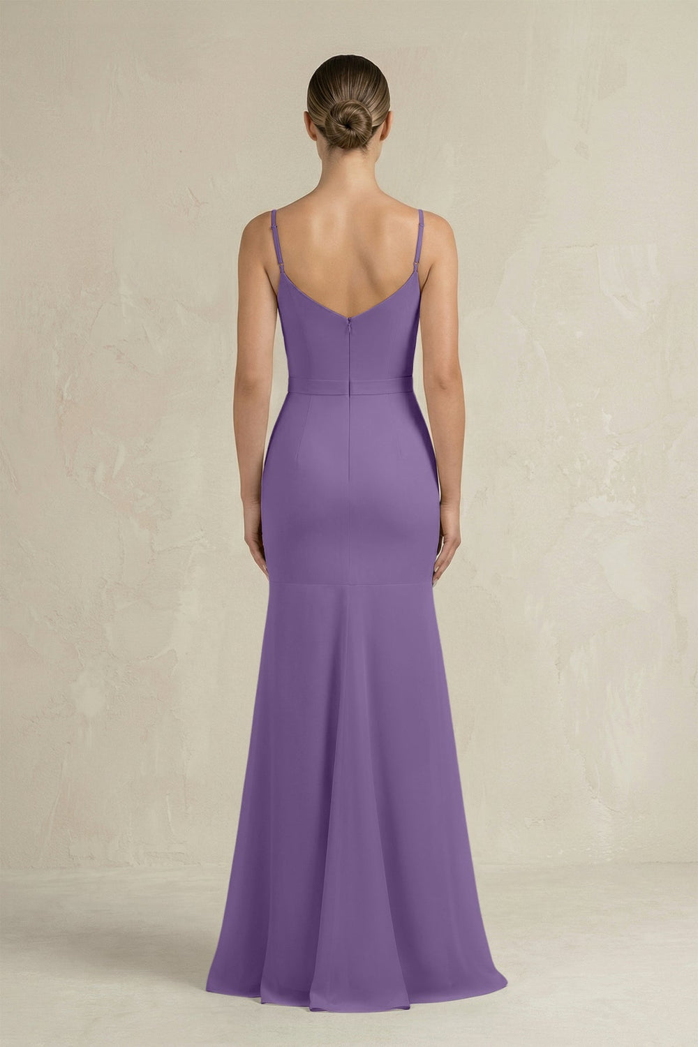 Cami Strap Mermaid Ruffled Chiffon Bridesmaid Dress in Tahiti - SHE IS ME Bridesmaid Dresses