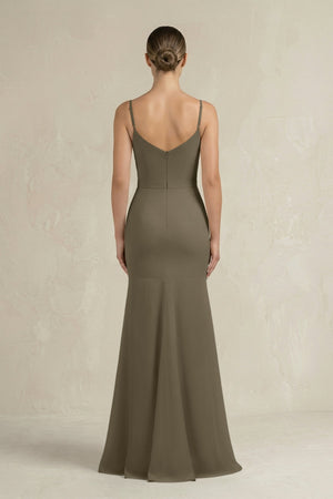 Cami Strap Mermaid Ruffled Chiffon Bridesmaid Dress in Willow Green - SHE IS ME Bridesmaid Dresses
