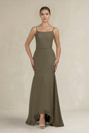 Cami Strap Mermaid Ruffled Chiffon Bridesmaid Dress in Willow Green - SHE IS ME Bridesmaid Dresses