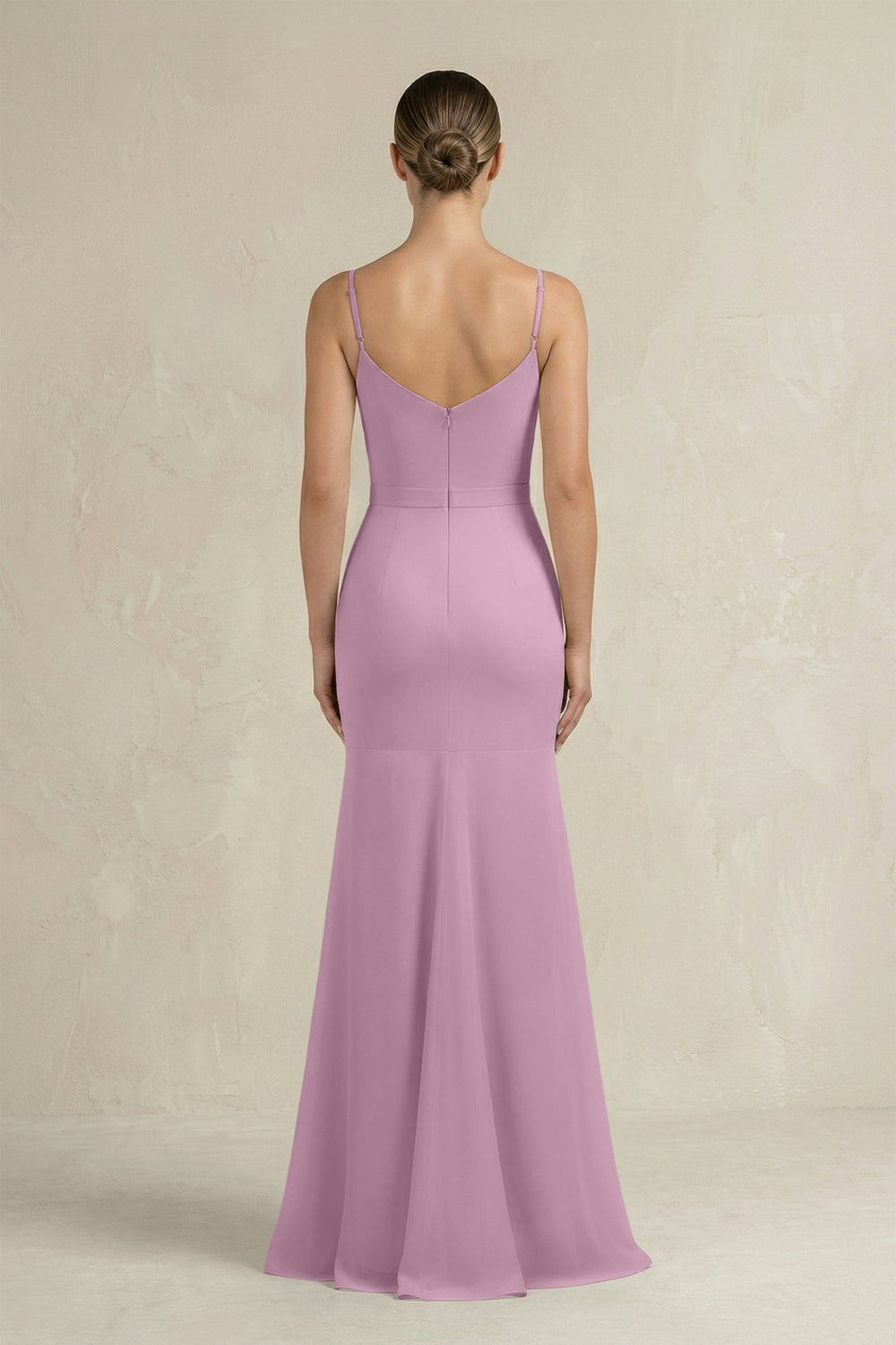 Cami Strap Mermaid Ruffled Chiffon Bridesmaid Dress in Wisteria - SHE IS ME Bridesmaid Dresses