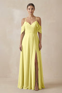 Chiffon A - Line Long Bridesmaid Dress in Buttercup - SHE IS ME Bridesmaid Dresses