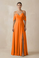 Chiffon A - Line Long Bridesmaid Dress in Cinnamon - SHE IS ME Bridesmaid Dresses