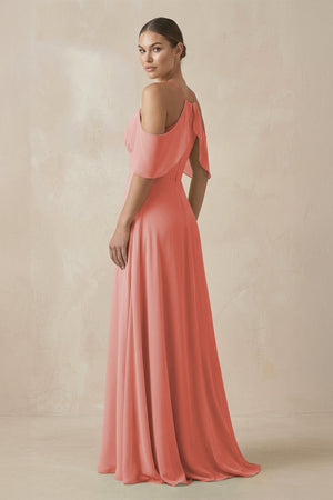 Chiffon A - Line Long Bridesmaid Dress in Mulberry - SHE IS ME Bridesmaid Dresses