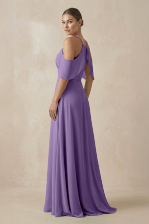 Chiffon A - Line Long Bridesmaid Dress in Tahiti - SHE IS ME Bridesmaid Dresses