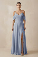 Chiffon A - Line Long Bridesmaid Dress in Twilight - SHE IS ME Bridesmaid Dresses
