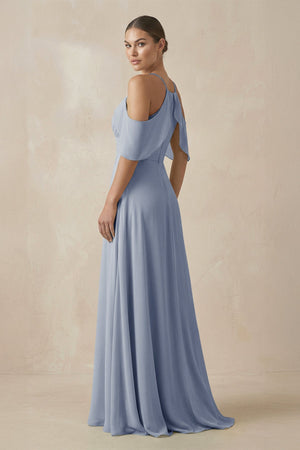 Chiffon A - Line Long Bridesmaid Dress in Twilight - SHE IS ME Bridesmaid Dresses