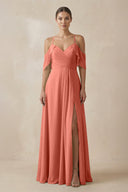 Chiffon A - Line Long Bridesmaid Dress in Wild Rose - SHE IS ME Bridesmaid Dresses