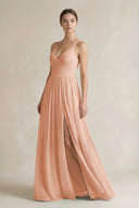A-Line Spaghetti Strap Chiffon Bridesmaid Dress in English Rose - SHE IS ME BRIDESMAID DRESSES