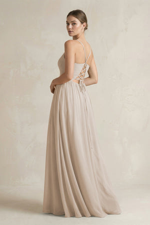 A-Line Spaghetti Strap Chiffon Bridesmaid Dress in Frost - SHE IS ME BRIDESMAID DRESSES