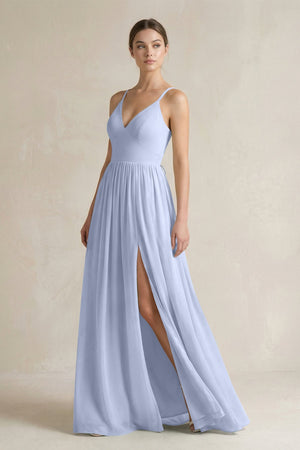 A-Line Spaghetti Strap Chiffon Bridesmaid Dress in Ice - SHE IS ME BRIDESMAID DRESSES