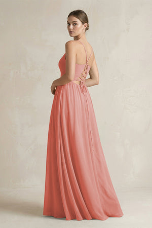 A-Line Spaghetti Strap Chiffon Bridesmaid Dress in Mulberry - SHE IS ME BRIDESMAID DRESSES