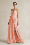 A-Line Spaghetti Strap Chiffon Bridesmaid Dress in Rose Petal - SHE IS ME BRIDESMAID DRESSES