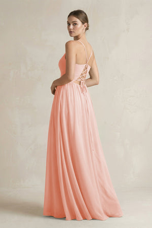 A-Line Spaghetti Strap Chiffon Bridesmaid Dress in Rose Petal - SHE IS ME BRIDESMAID DRESSES