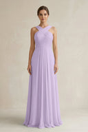 Cross Halter Chiffon A - Line Pleated Bridesmaid Dress in Lavender - SHE IS ME Bridesmaid Dresses