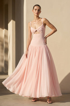 Cutout Spaghetti Straps Maxi Dress in Blush Pink - SHE IS ME PROM DRESSES