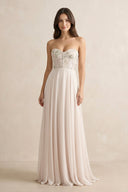 Floral Sweetheart Corset A - Line Chiffon Bridesmaid Dress - SHE IS ME Bridesmaid Dresses