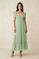 Flutter Sleeve Sweetheart A-Line Chiffon Bridesmaid Dress in Sage - SHE IS ME BRIDESMAID DRESSES