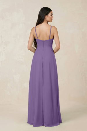 Halter Chiffon A - Line Bridesmaid Dress With Slit in Tahiti - SHE IS ME Bridesmaid Dresses