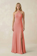 Halter Chiffon Mermaid Ruched Bridesmaid Dress in Mulberry - SHE IS ME Bridesmaid Dresses