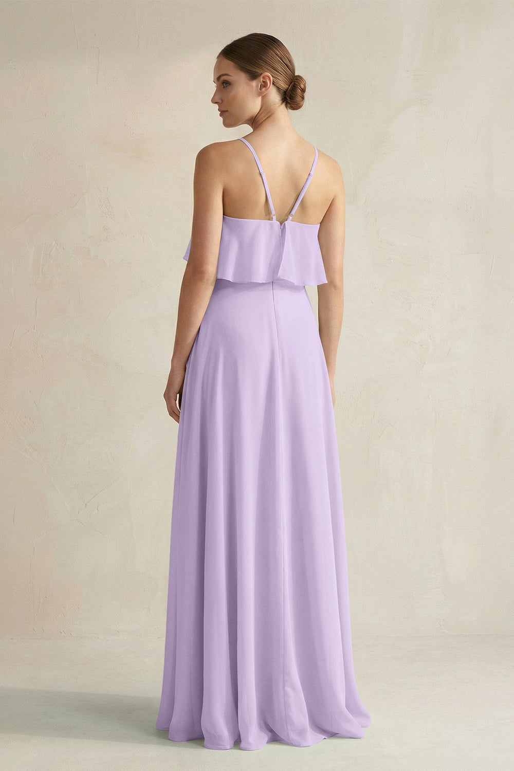 Halter Neck A - Line Chiffon Bridesmaid Dress with Keyhole in Lavender - SHE IS ME Bridesmaid Dresses
