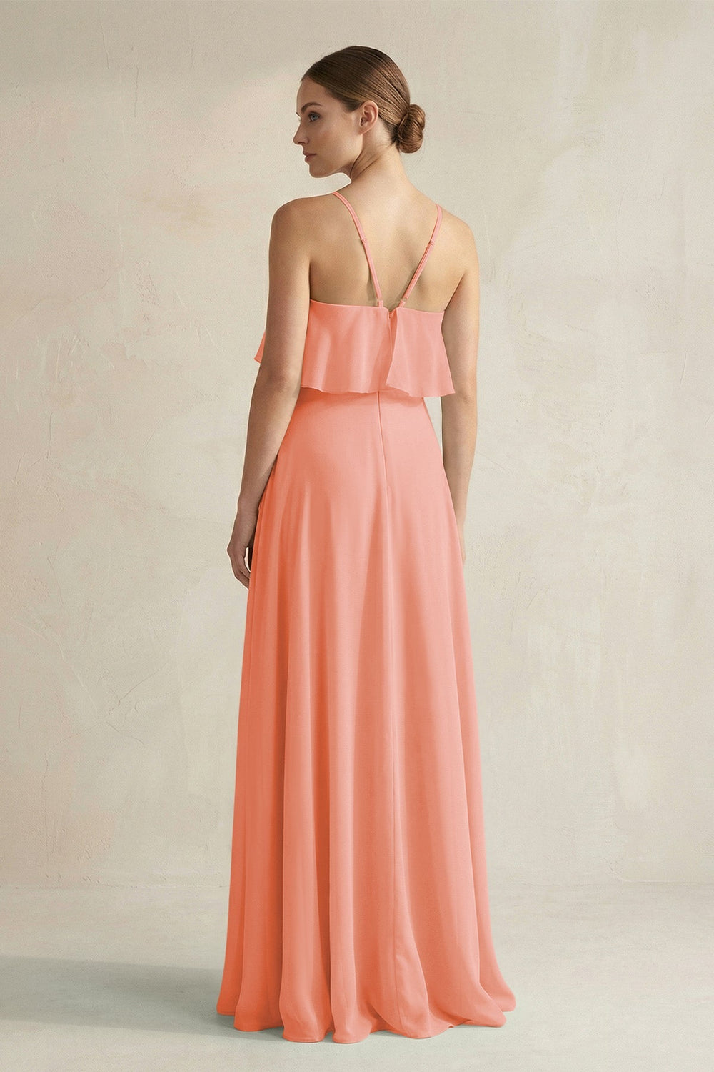 Halter Neck A - Line Chiffon Bridesmaid Dress with Keyhole in Rosette - SHE IS ME Bridesmaid Dresses