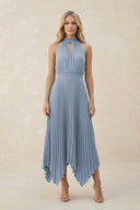 Halter Neck Pleated A - Line Chiffon Bridesmaid Dress in Twilight - SHE IS ME Bridesmaid Dresses