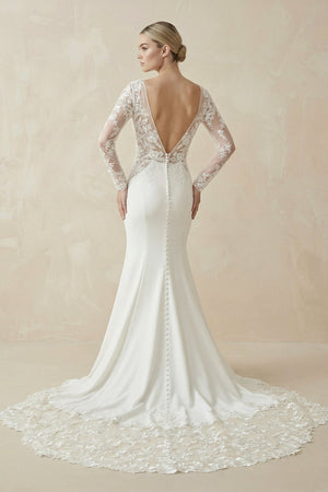 Ivory Lace Long Sleeve Mermaid Wedding Dress - SHE IS ME Wedding Dresses