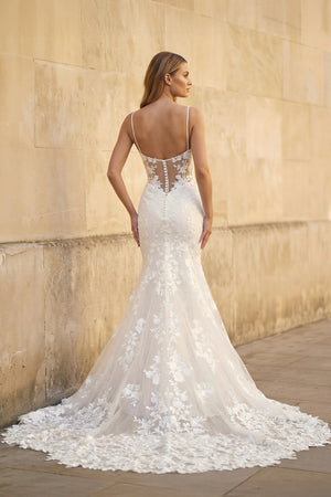 Mermaid Spaghetti Straps Lace Wedding Dress in White - SHE IS ME Wedding Dresses