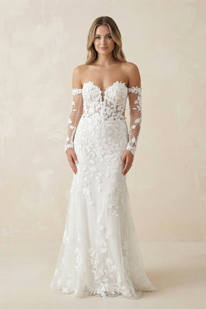 Mermaid Sweetheart Lace Wedding Dress With Sleeves - SHE IS ME Wedding Dresses