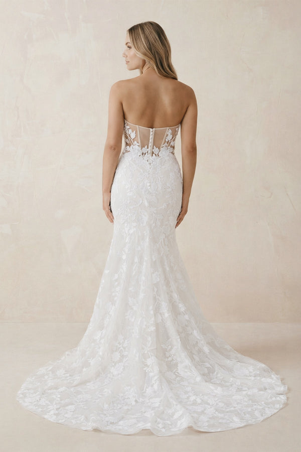 Mermaid Sweetheart Lace Wedding Dress With Sleeves - SHE IS ME Wedding Dresses