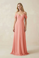 Off-the-Shoulder Chiffon A-Line Maxi Bridesmaid Dress in Mulberry - SHE IS ME BRIDESMAID DRESSES