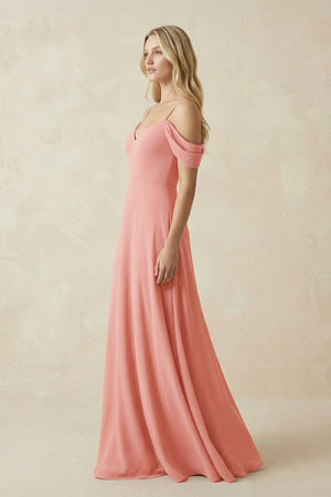 Off-the-Shoulder Chiffon A-Line Maxi Bridesmaid Dress in Mulberry - SHE IS ME BRIDESMAID DRESSES