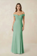 Off - the Shoulder Mermaid Chiffon Bridesmaid Dress - SHE IS ME Bridesmaid Dresses